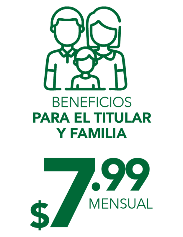 Beneficios para el titular y familia - $7.99 usd.